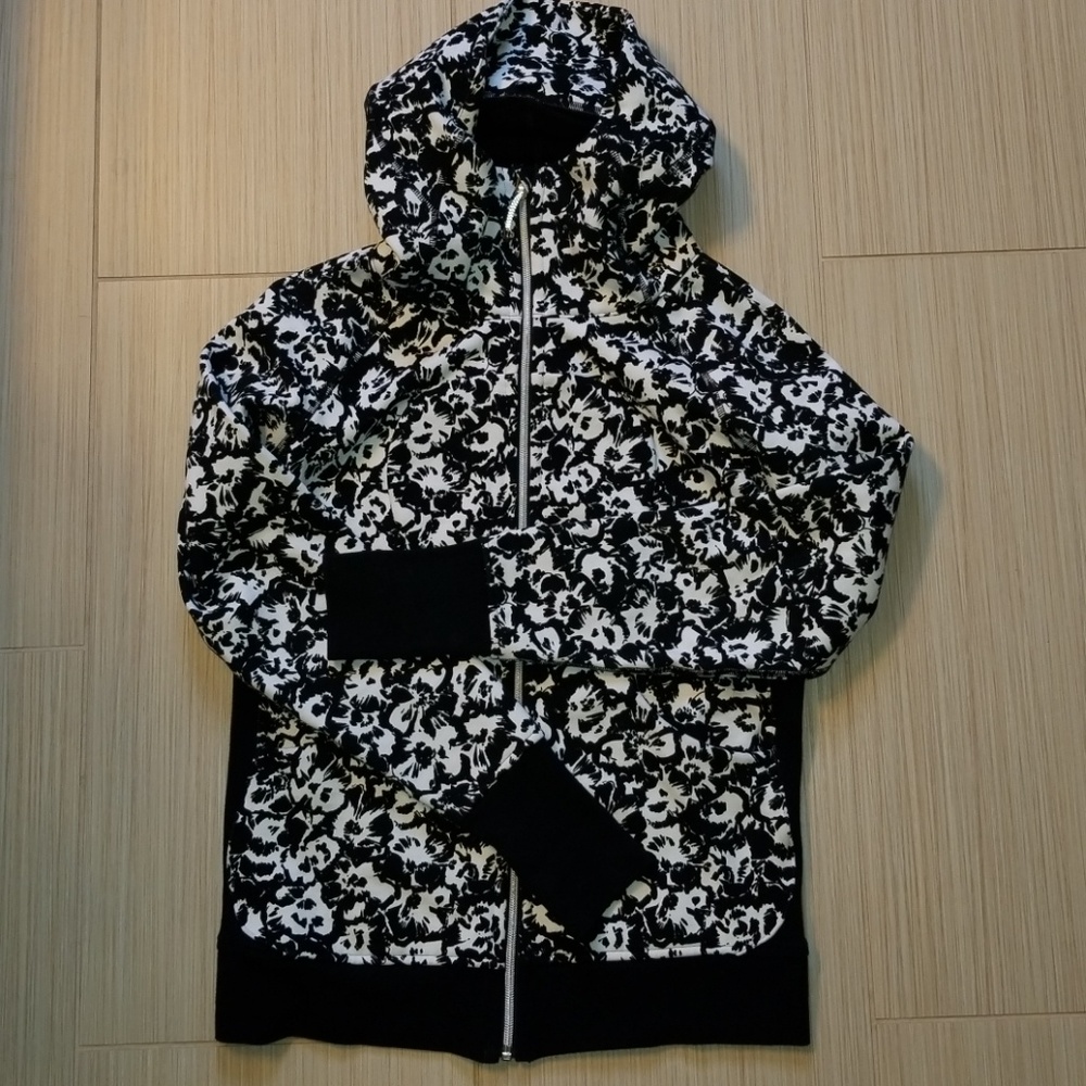 lululemon athletica Black and White Floral Zip Hoodie